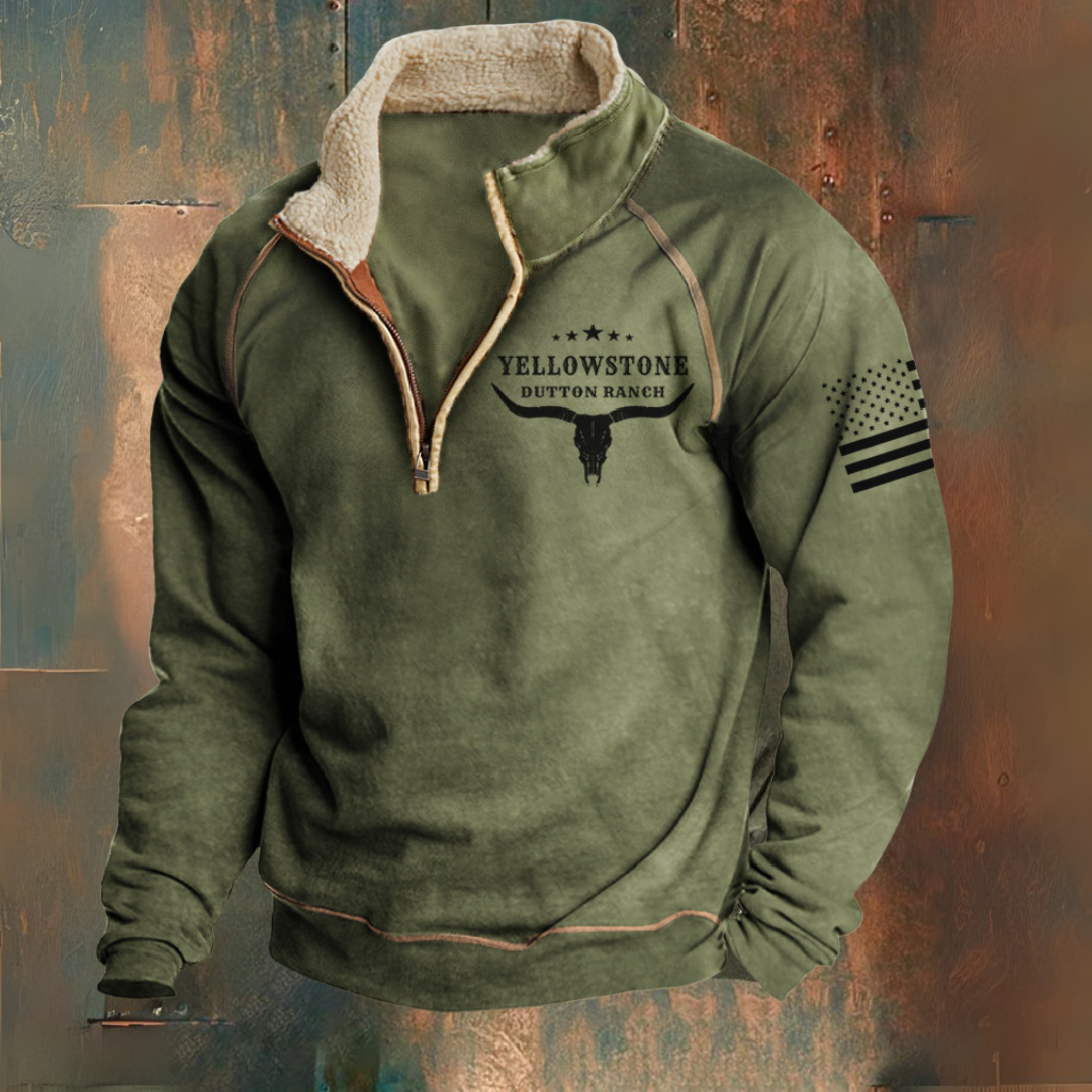 Pull demi-zip col montant vert