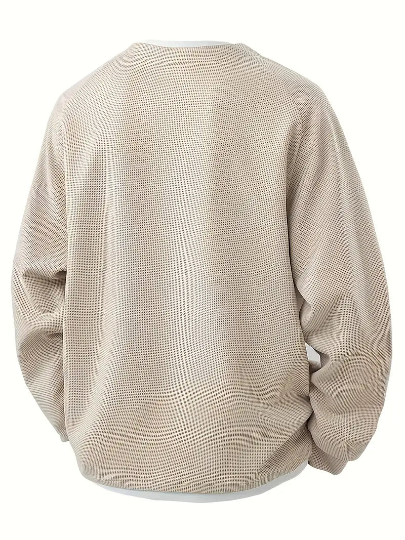 Pull gaufré effet superposé col blanc