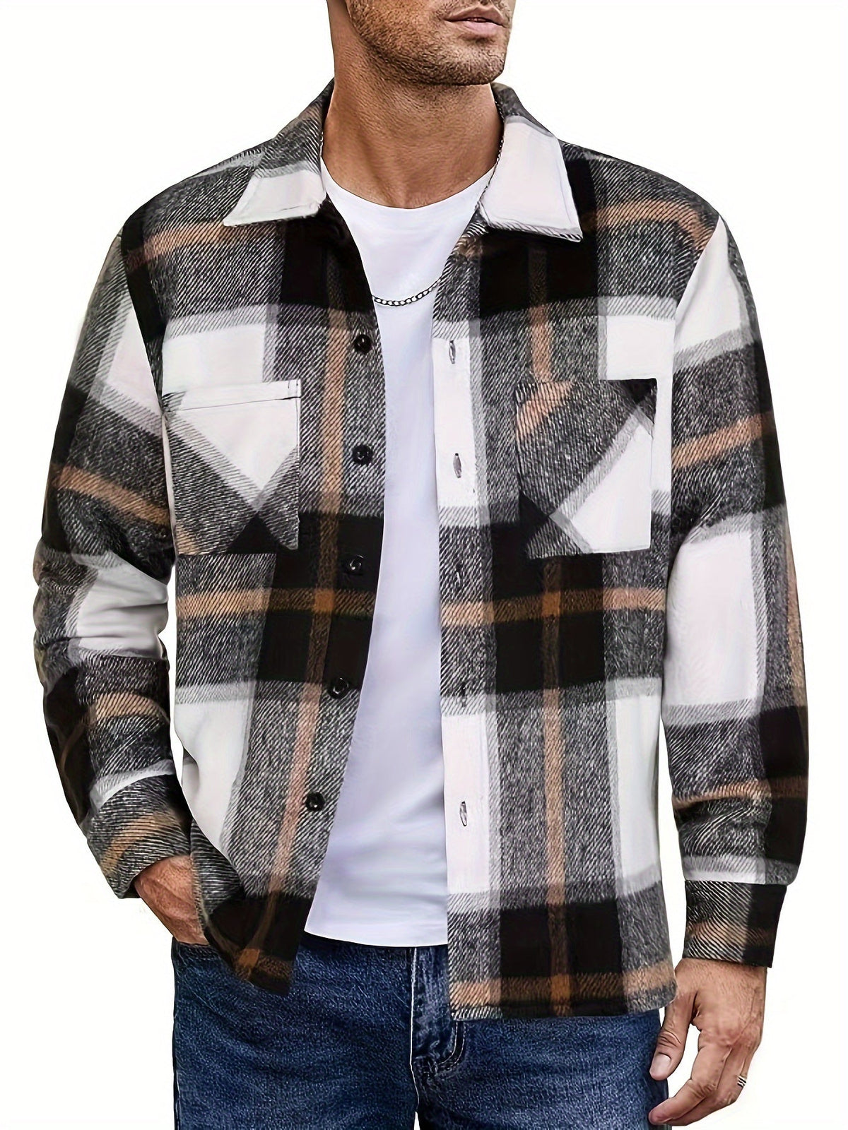 Chemise à carreaux à poches poitrine