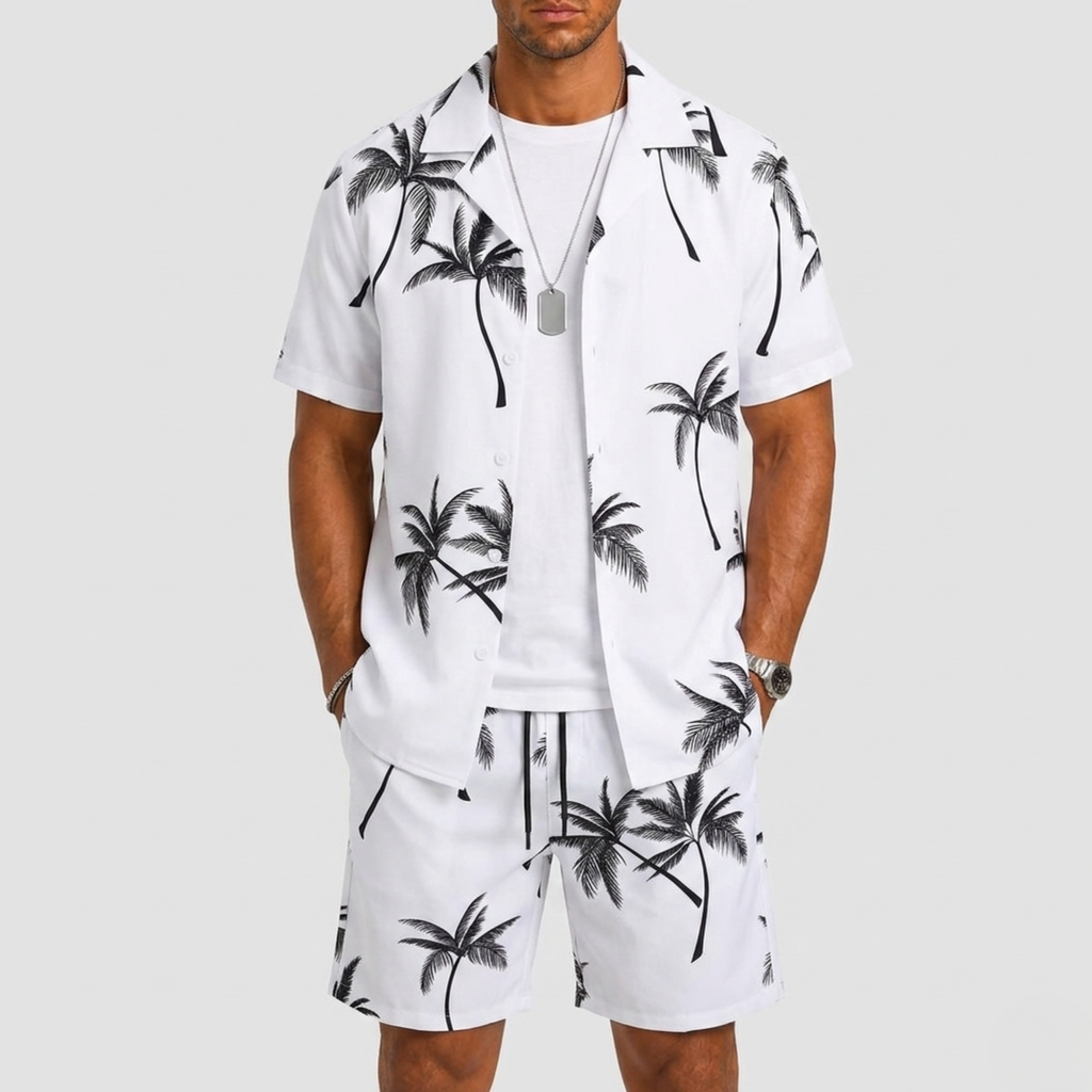 Ensemble chemise et short tropical manches courtes d'été pour vacances homme – Preignac