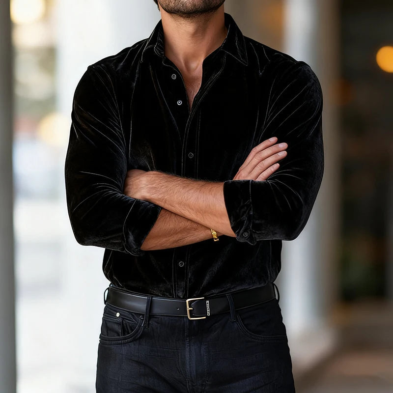 Chemise habillée en velours col structuré