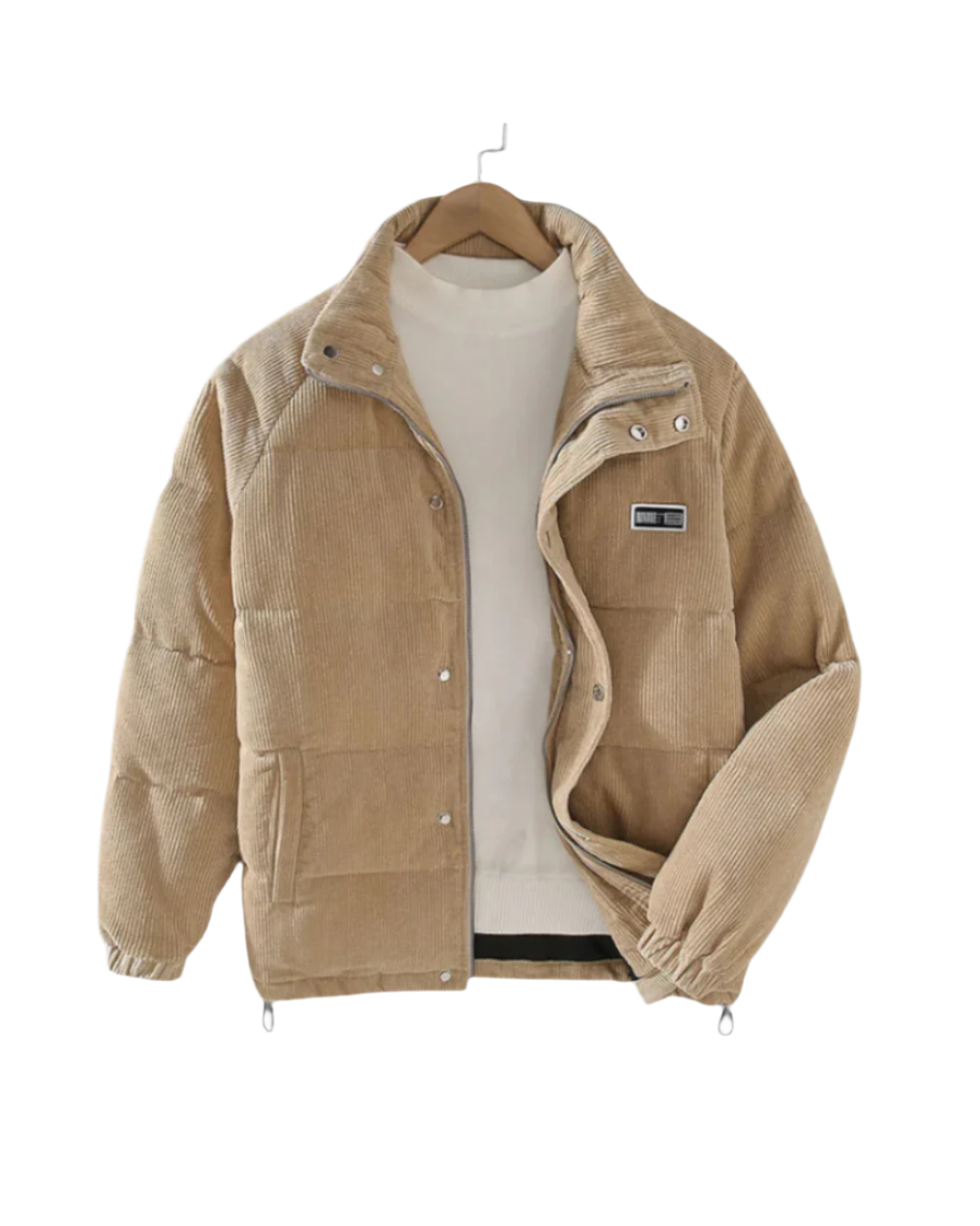 Blouson matelassé aspect velours côtelé noir