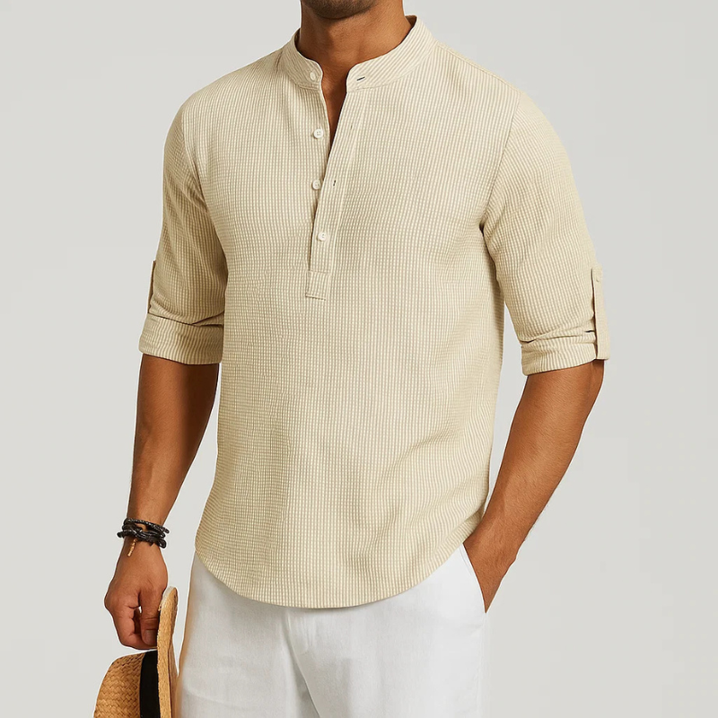 Chemise en tissu texturé ourlet arrondi