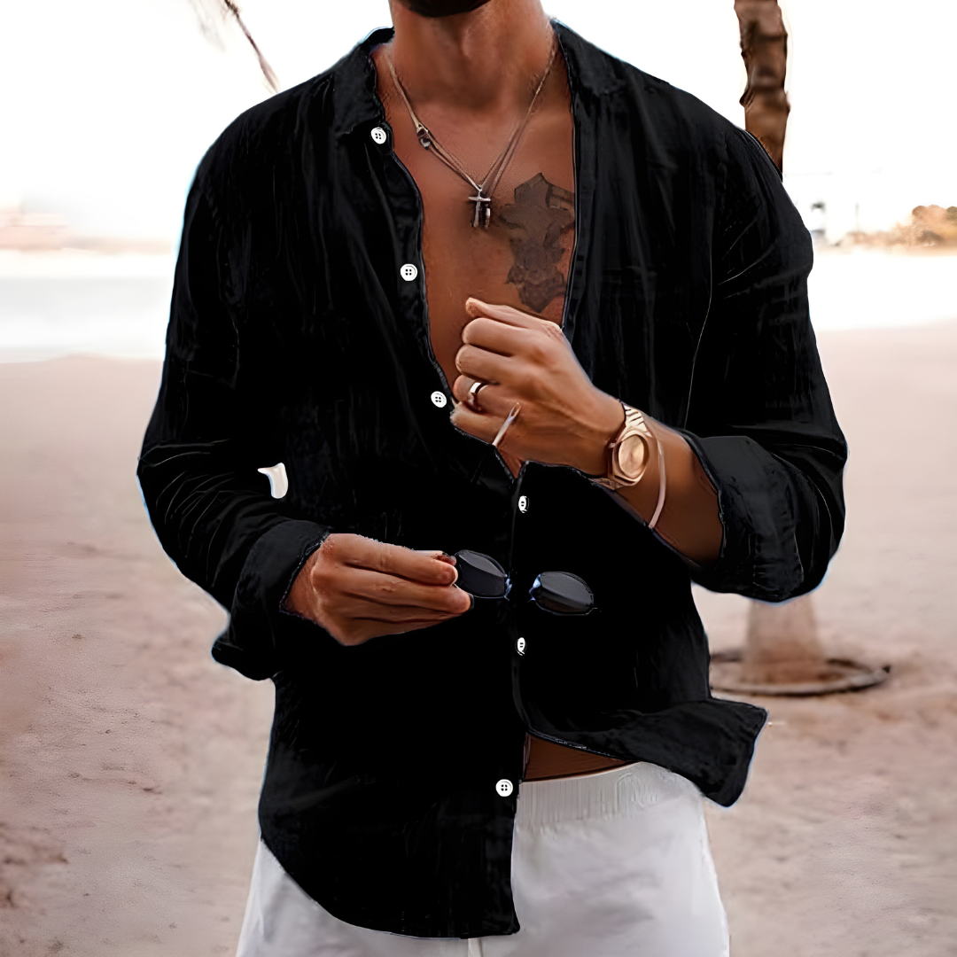 Chemise d'été légère en coton naturel décontractée homme – Pontlevoy