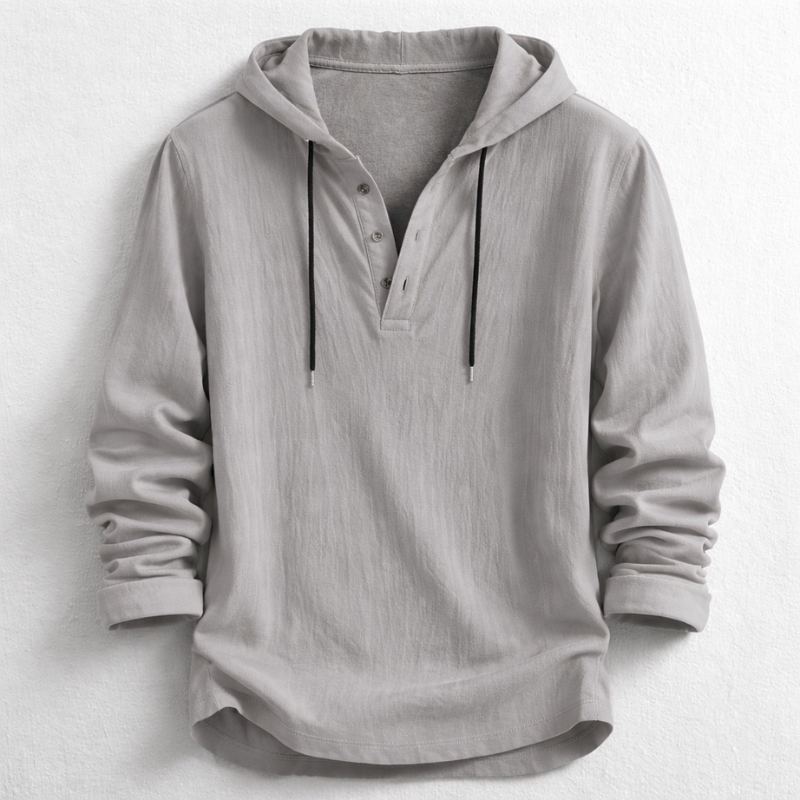 Chemise à capuche col henley boutonné