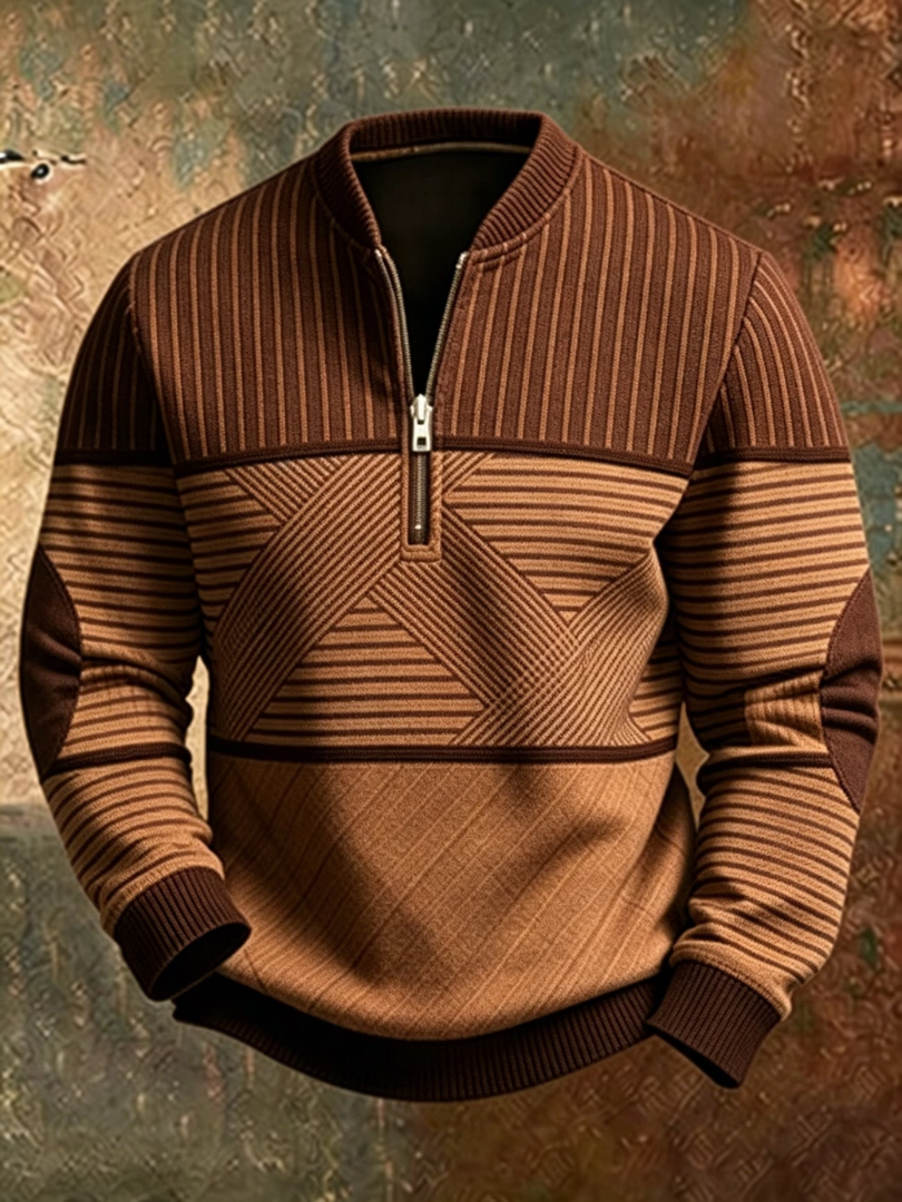 Pull demi-zip à motif géométrique