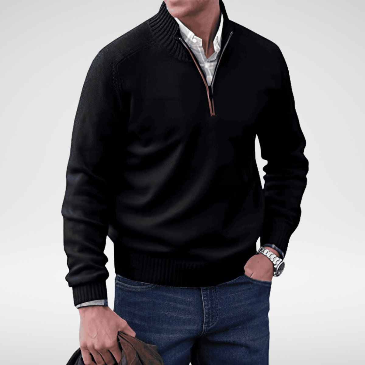 Pull col montant demi-zip