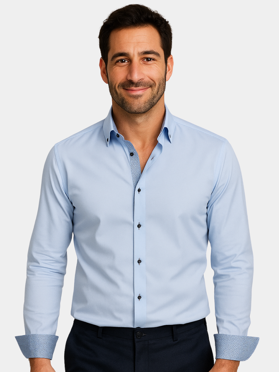 Chemise légère élégante à détails contrastés coupe confortable homme – Larmor
