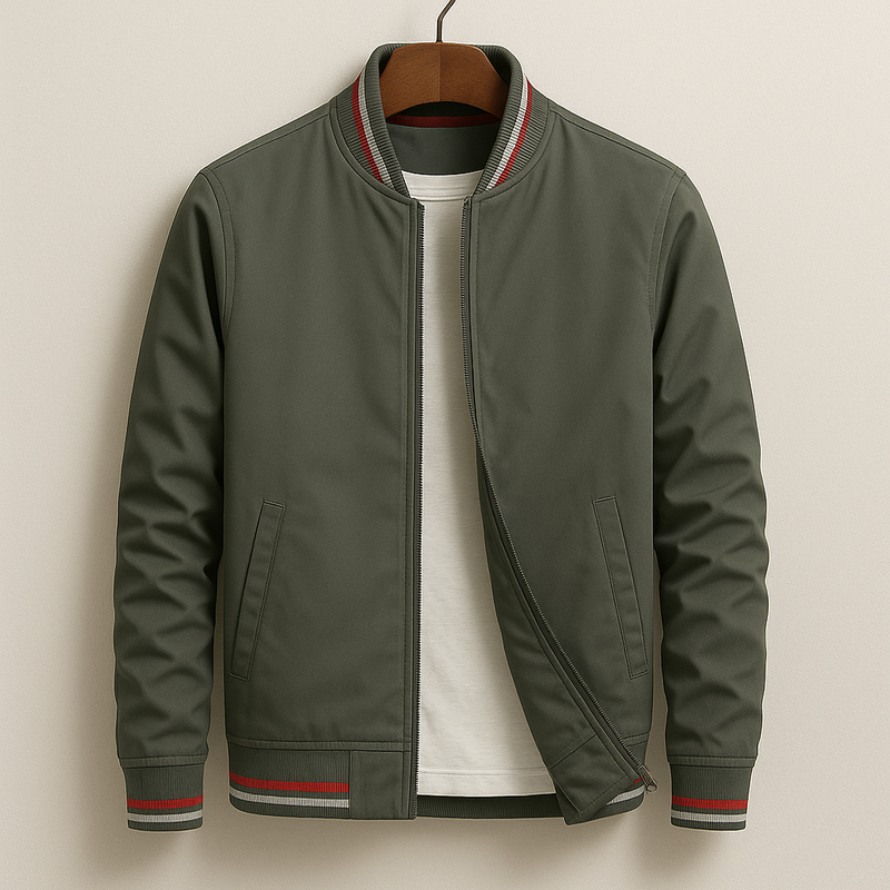 Blouson bomber zippé à bords rayés