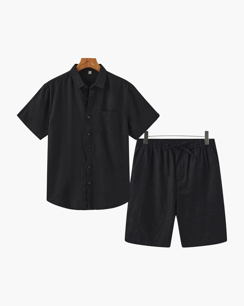 Ensemble chemise en lin et short décontracté d'été coordonné homme – Villenave