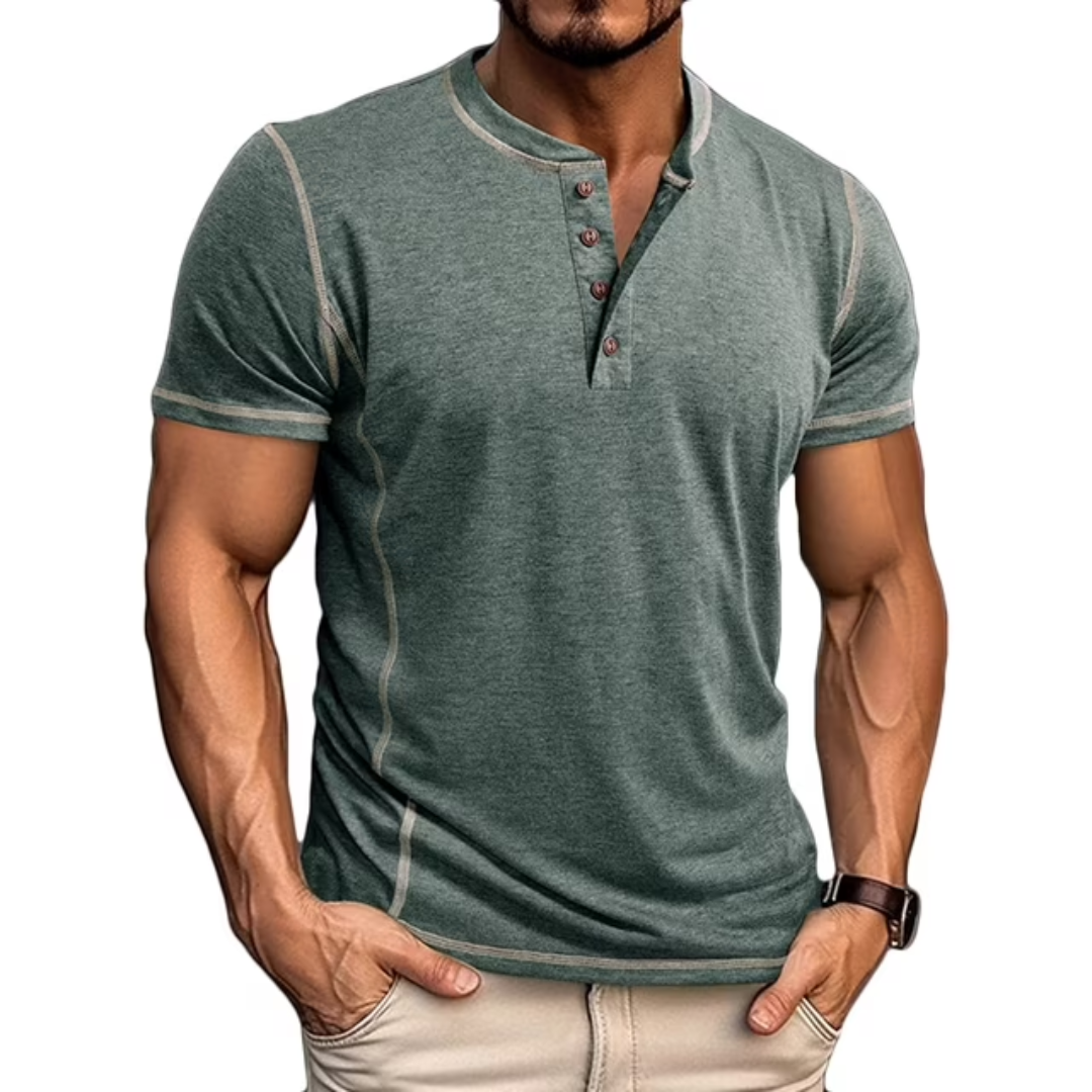 T-shirt à col tunisien boutonné