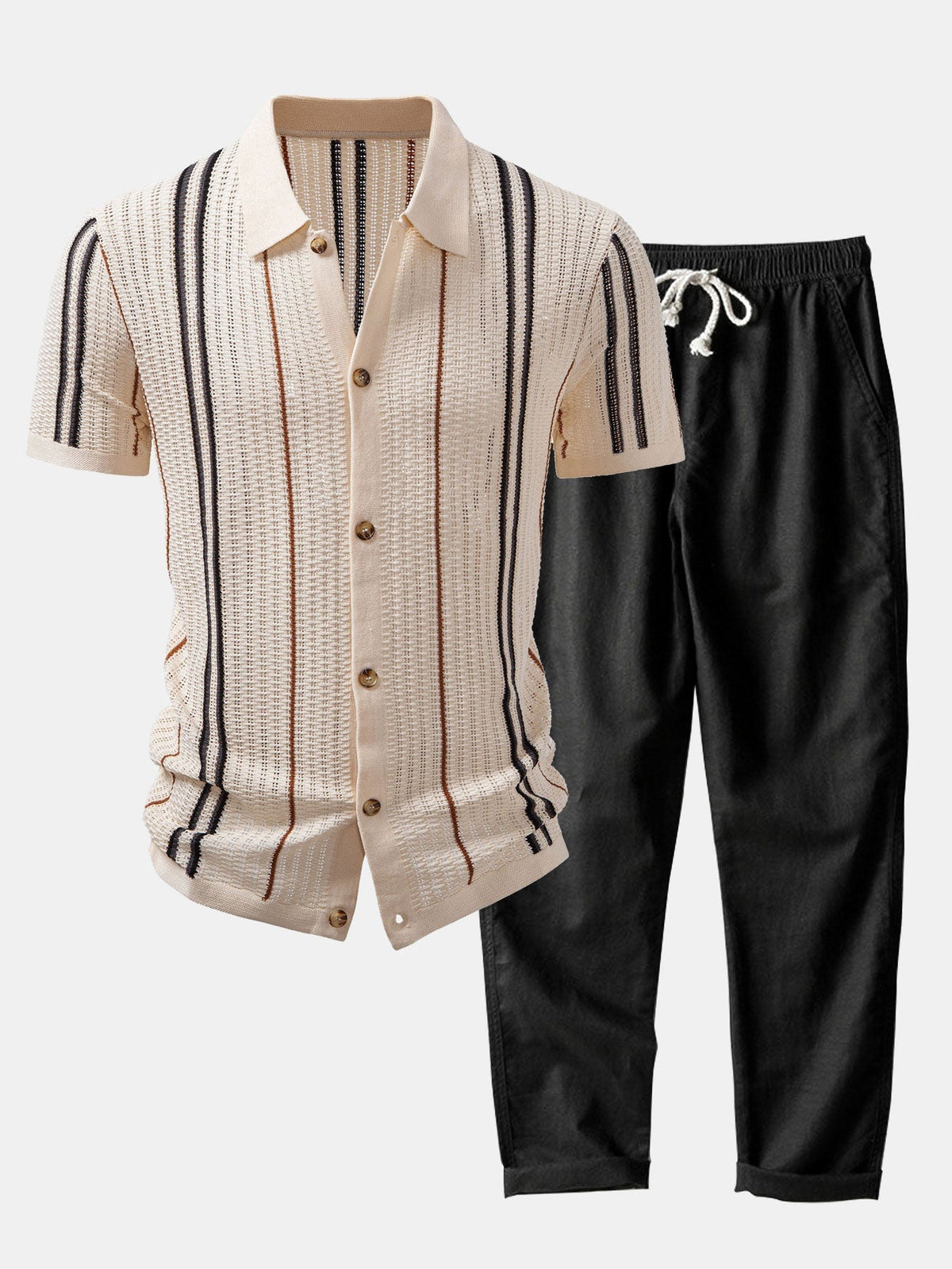 Ensemble chemise rayée et pantalon droit