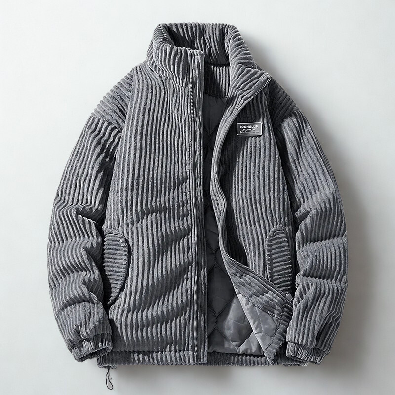 Veste zippée en velours côtelé matelassée