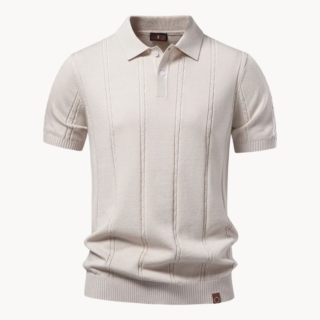 Polo maille texturée à côtes verticales
