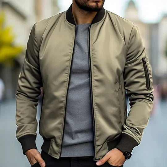 Blouson bomber zippé bords côtelés