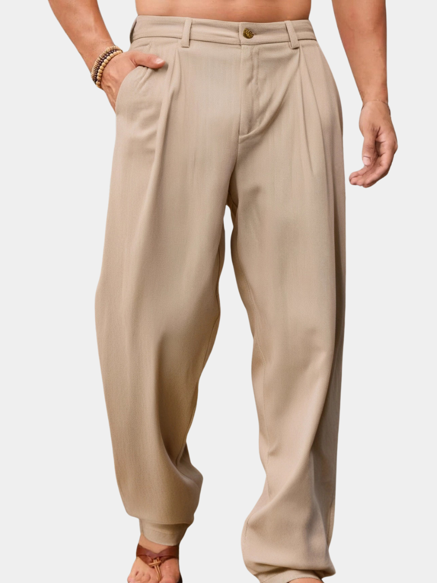 Pantalon en lin à jambes larges coupe ample respirant pour l'été homme – Martillac