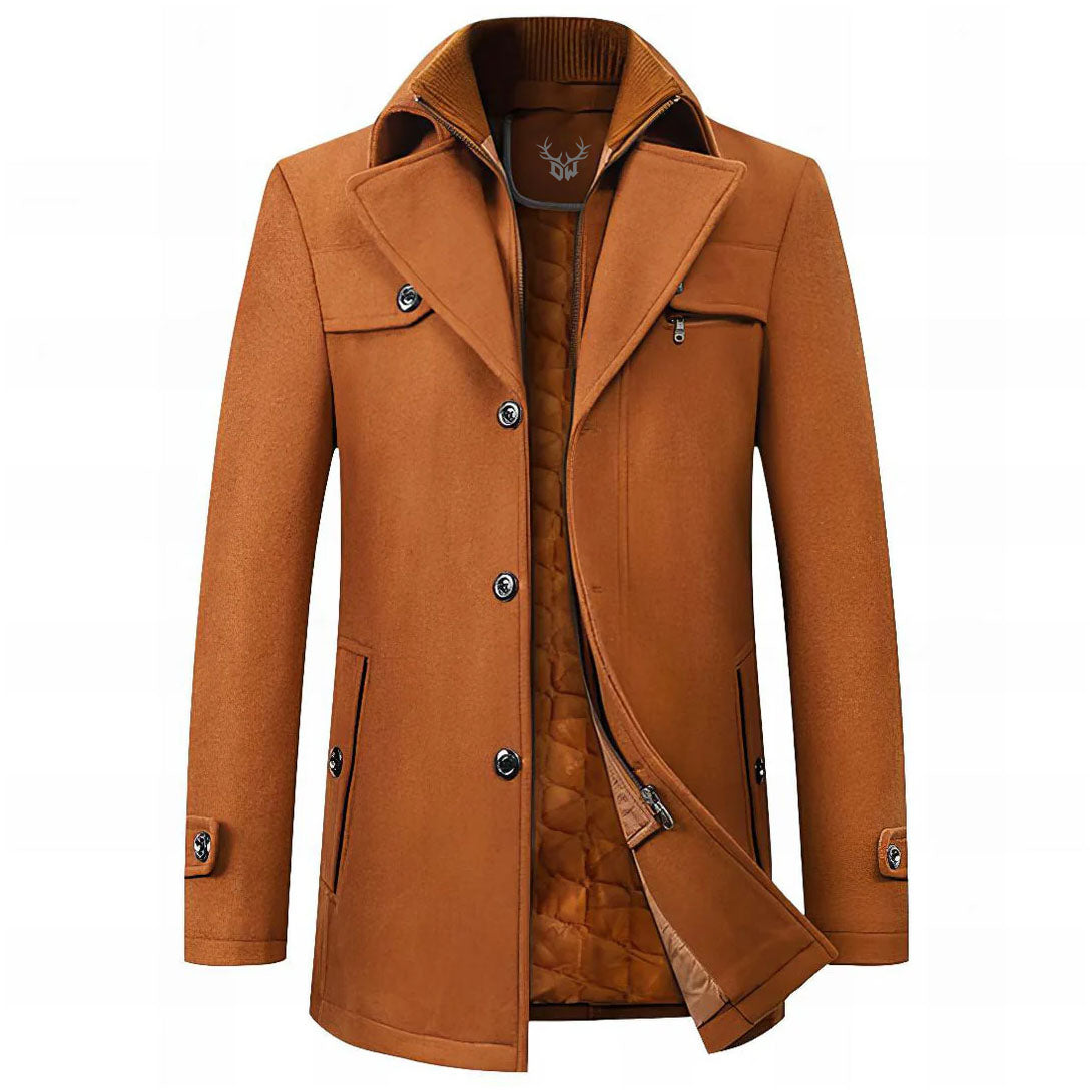 Manteau mi-long aspect lainage à revers