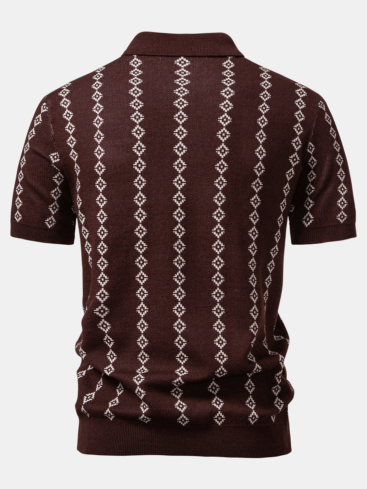 Polo maille motif losanges col ouvert