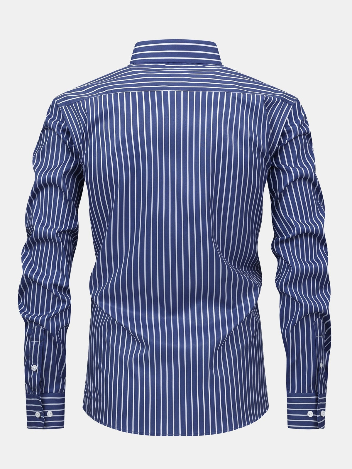 Chemise à rayures col boutonné bleu marine