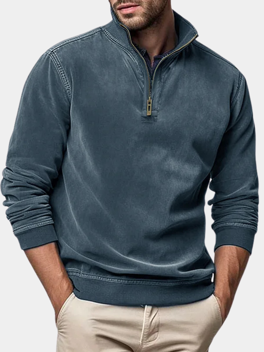 Pull col montant demi-zip maille épaisse