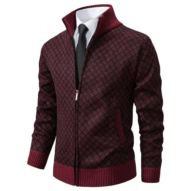Gilet zippé en maille gaufrée col montant