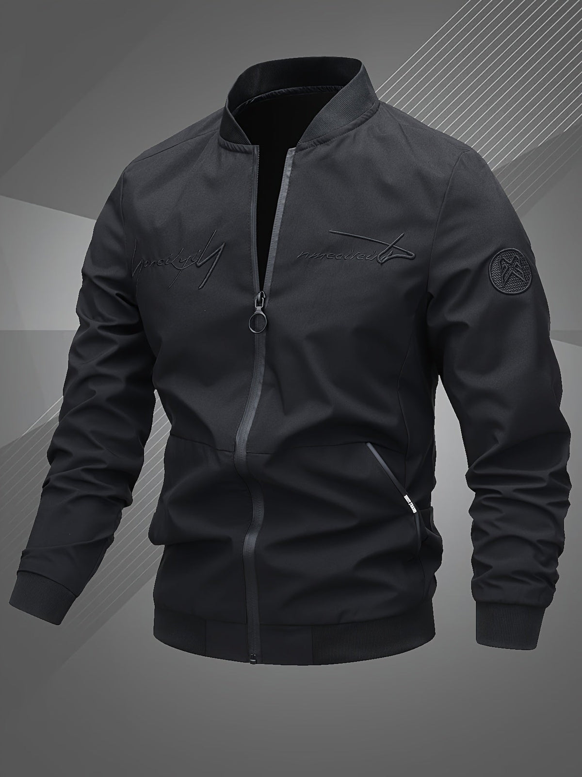Blouson col baseball zippé brodé