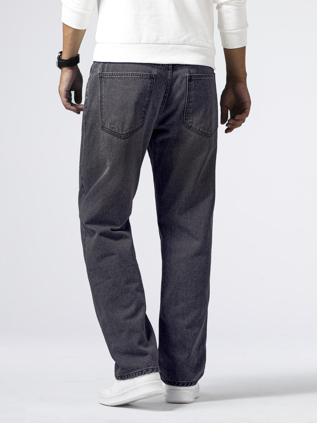 Jean droit délavé denim coupe droite quotidien style chic intemporel homme – Nohant