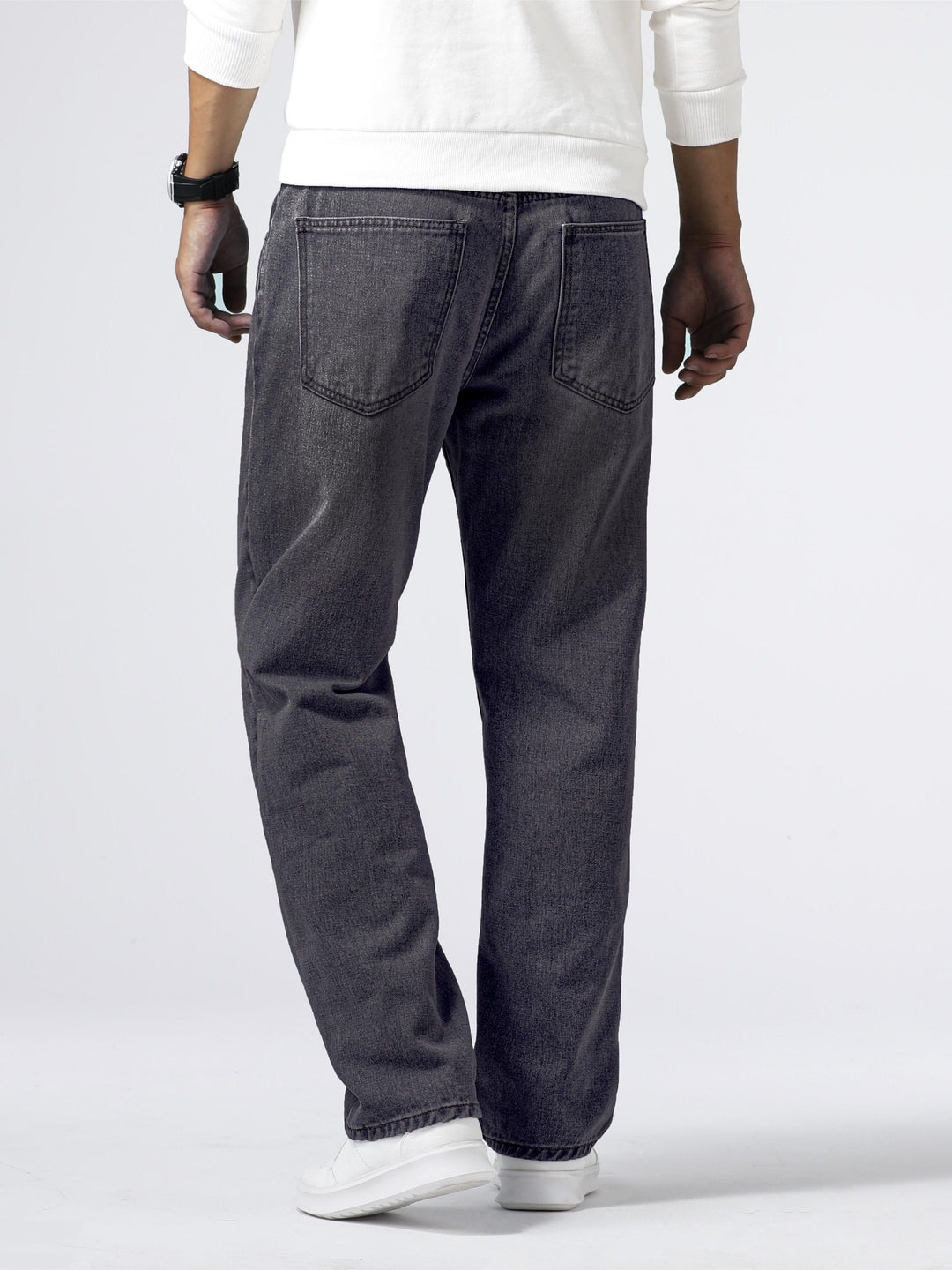 Jean droit délavé denim coupe droite quotidien style chic intemporel homme – Nohant
