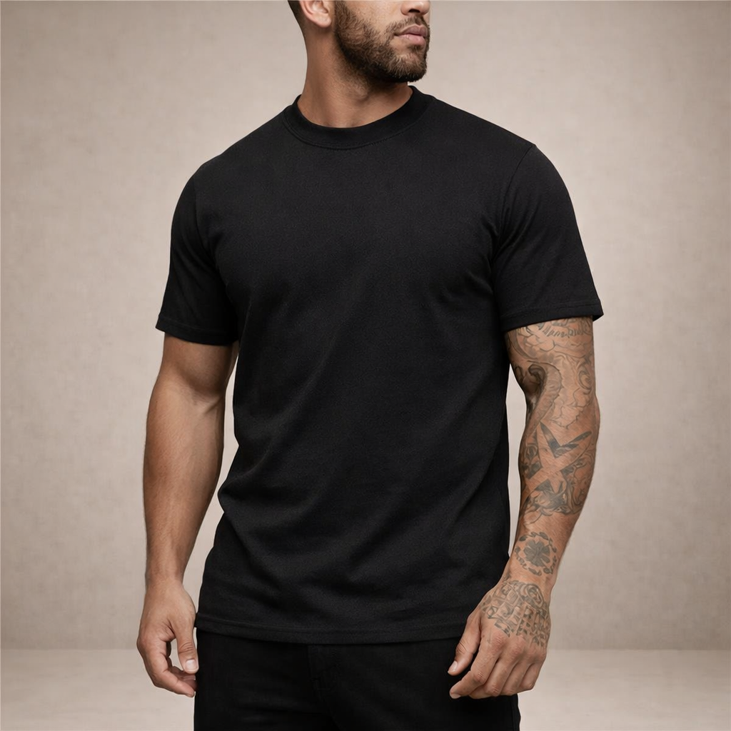 T-shirt en coton col rond coupe slim essentiel minimaliste homme – Sanguinet