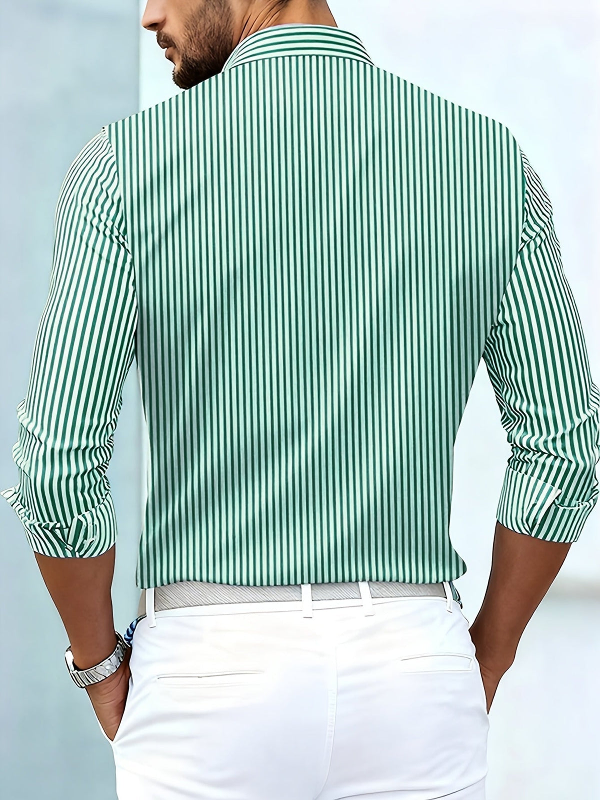 Chemise à rayures rétro manches longues