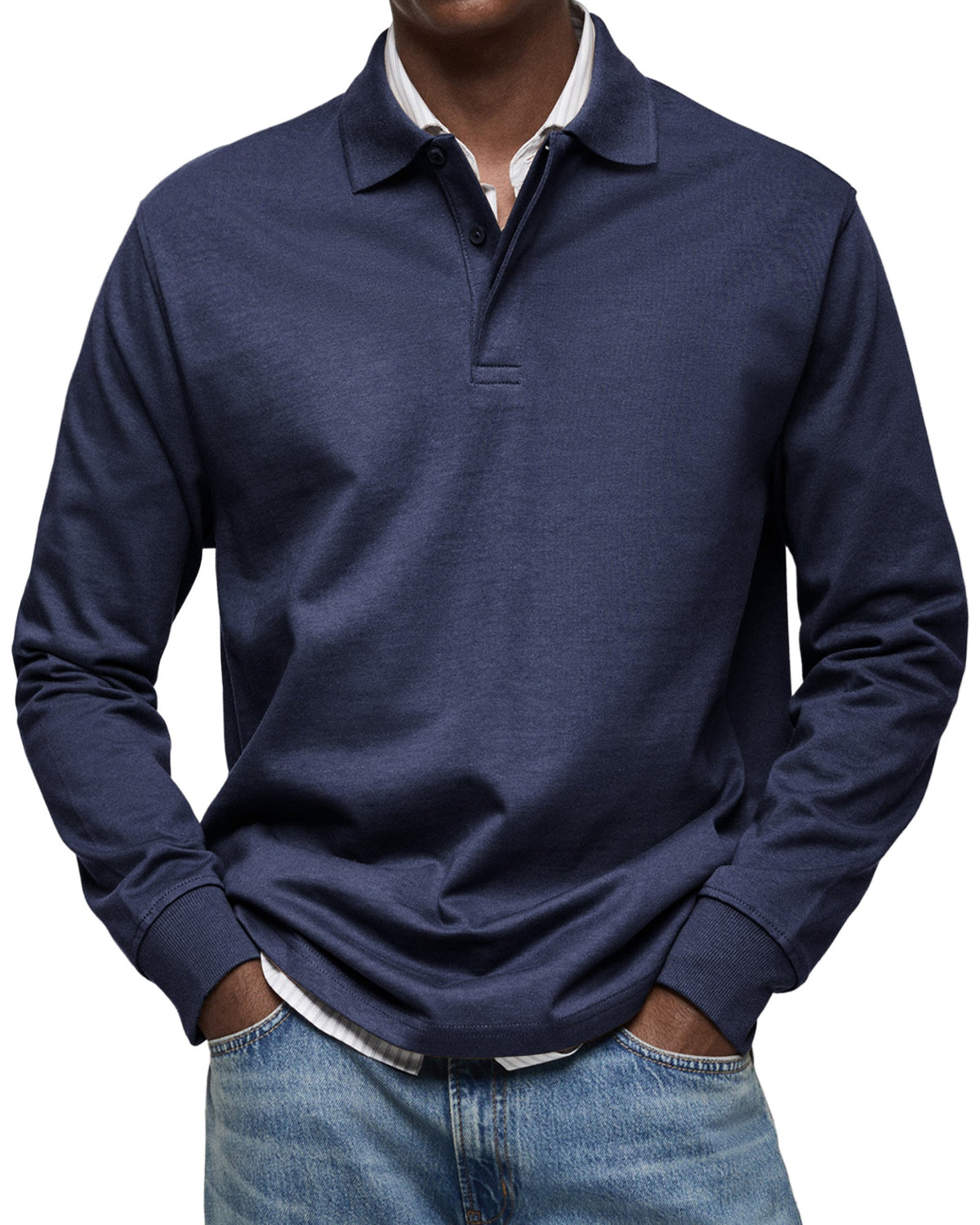Polo à manches longues en maille fine col polo homme – Palais-Royal