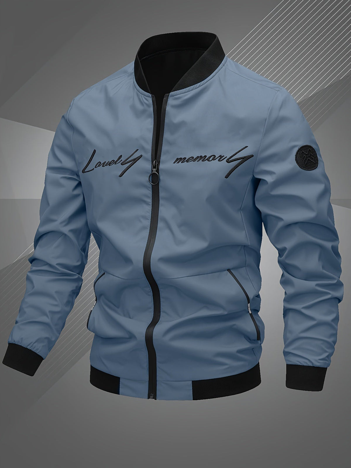 Blouson col baseball zippé brodé