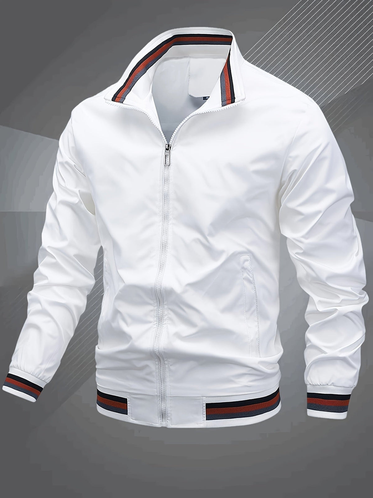 Blouson bomber zippé à liserés rayés