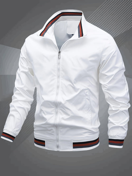 Blouson bomber zippé à liserés rayés