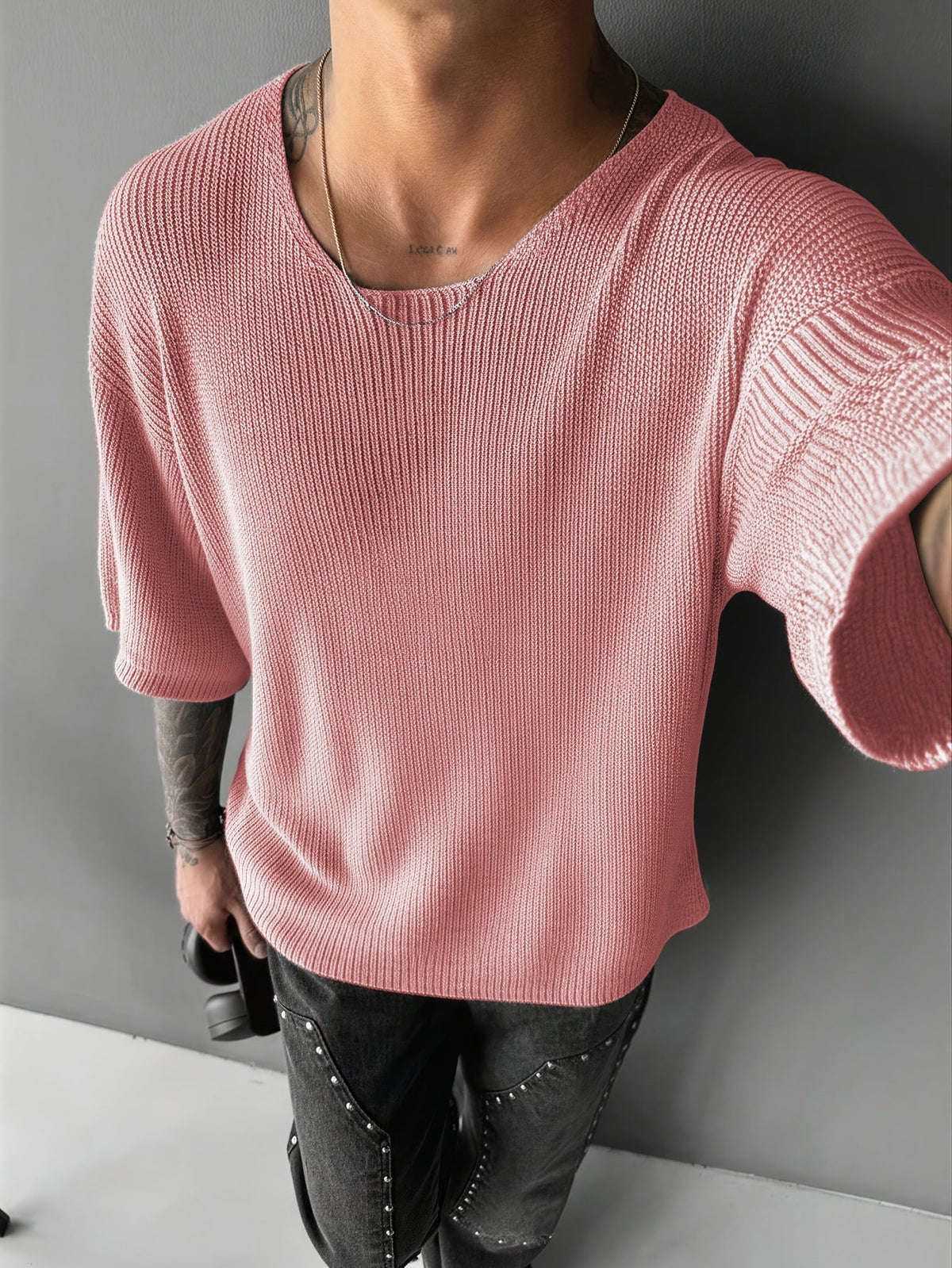 Pull maille manches courtes coupe ample