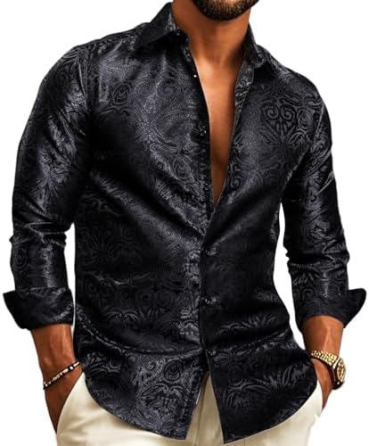 Chemise jacquard à motif cachemire manches longues pour cérémonies homme – Lancieux
