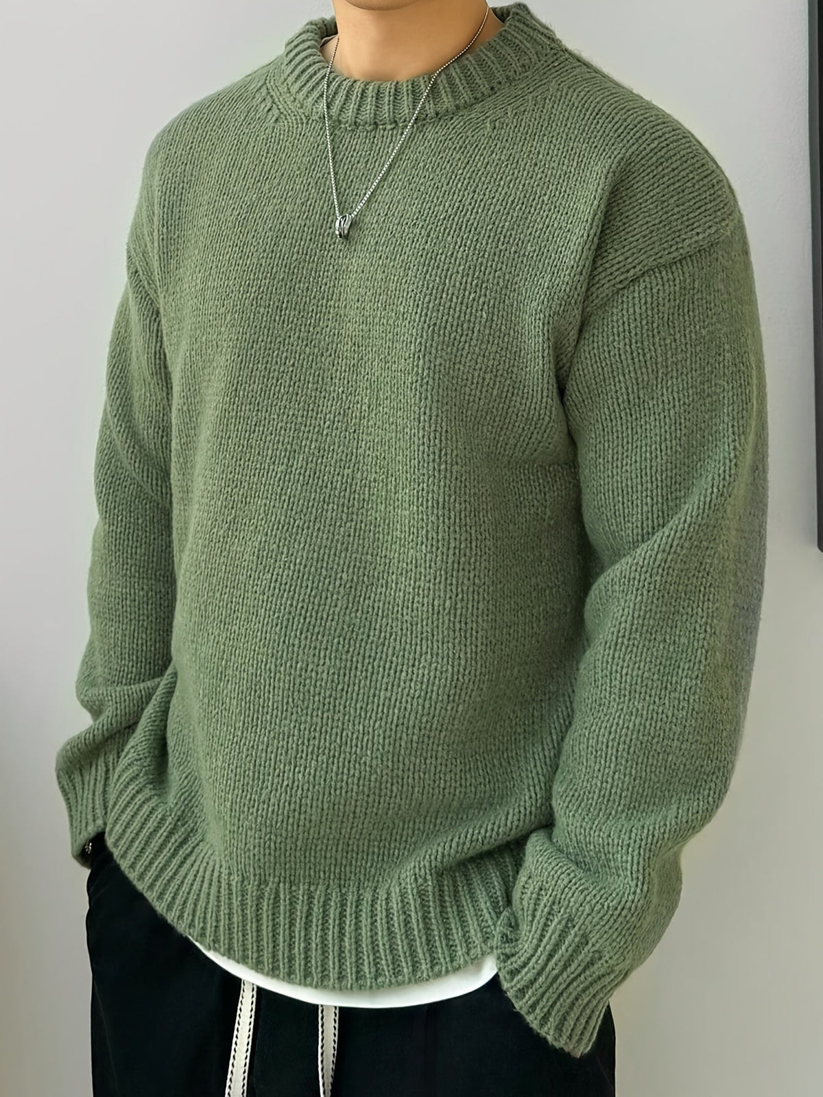 Pull col rond en maille unie