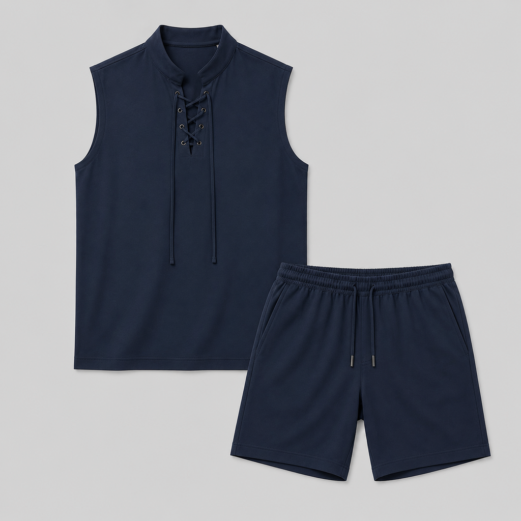 Ensemble haut sans manches à lacet et short assorti homme – Menars