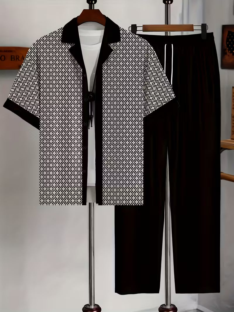 Ensemble d'été deux pièces motif géométrique