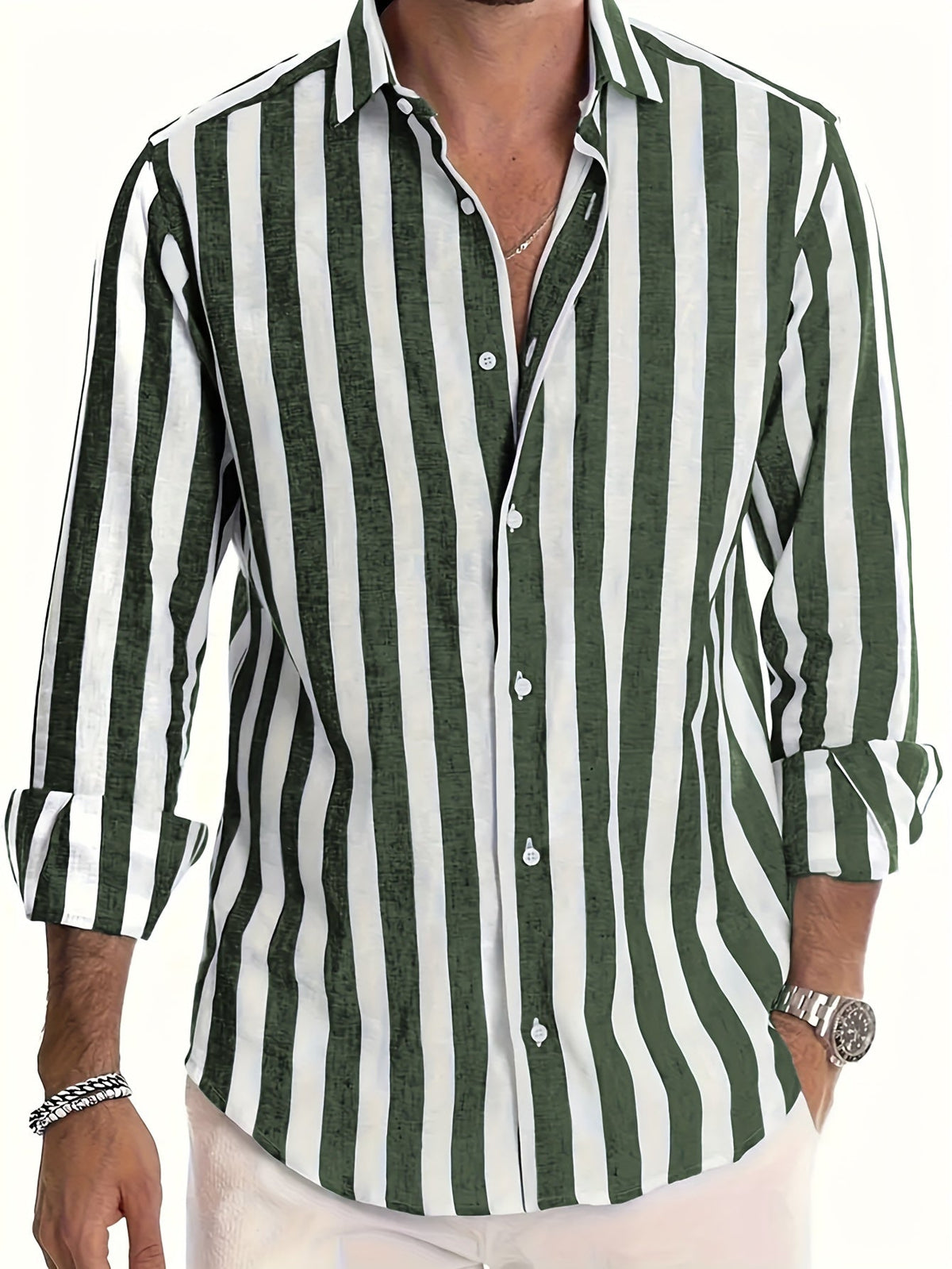 Chemise rayée col à revers