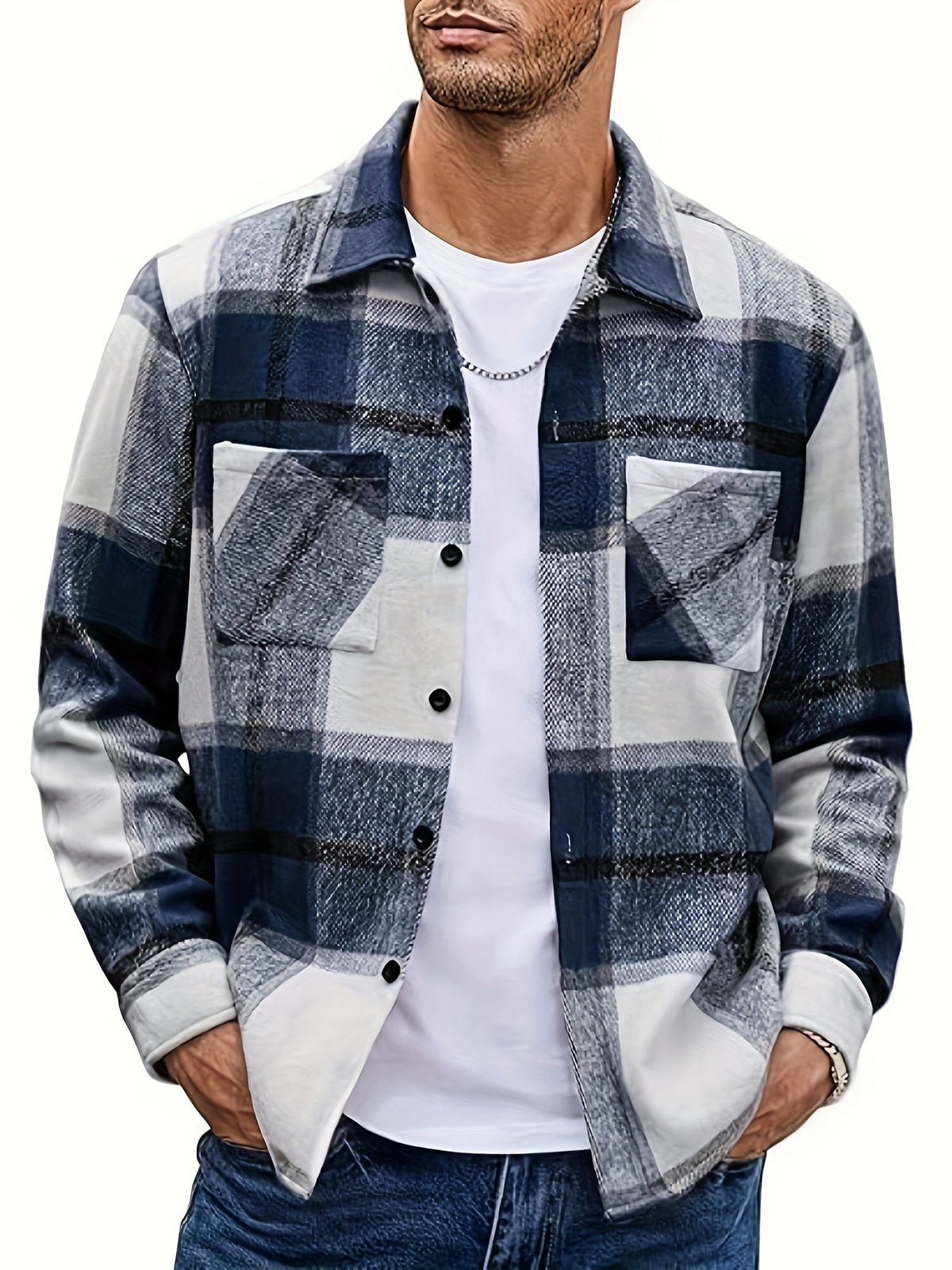Chemise à carreaux à poches poitrine