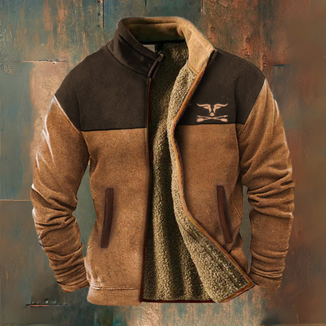 Veste zippée bicolore doublée de peluche