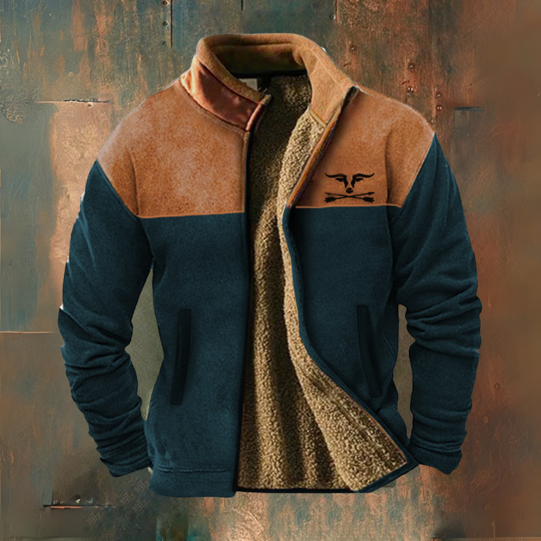 Veste zippée bicolore doublée de peluche