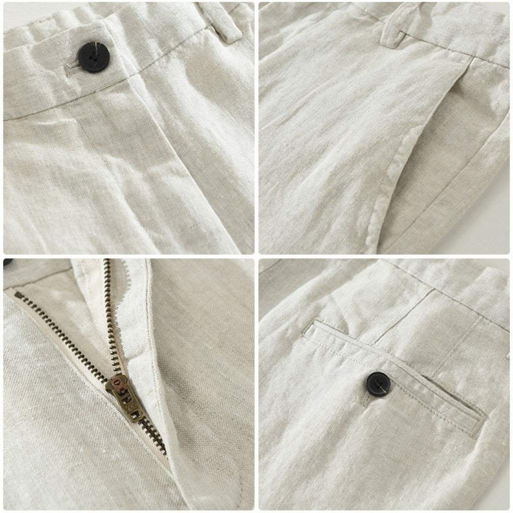 Pantalon fuselé aspect lin léger