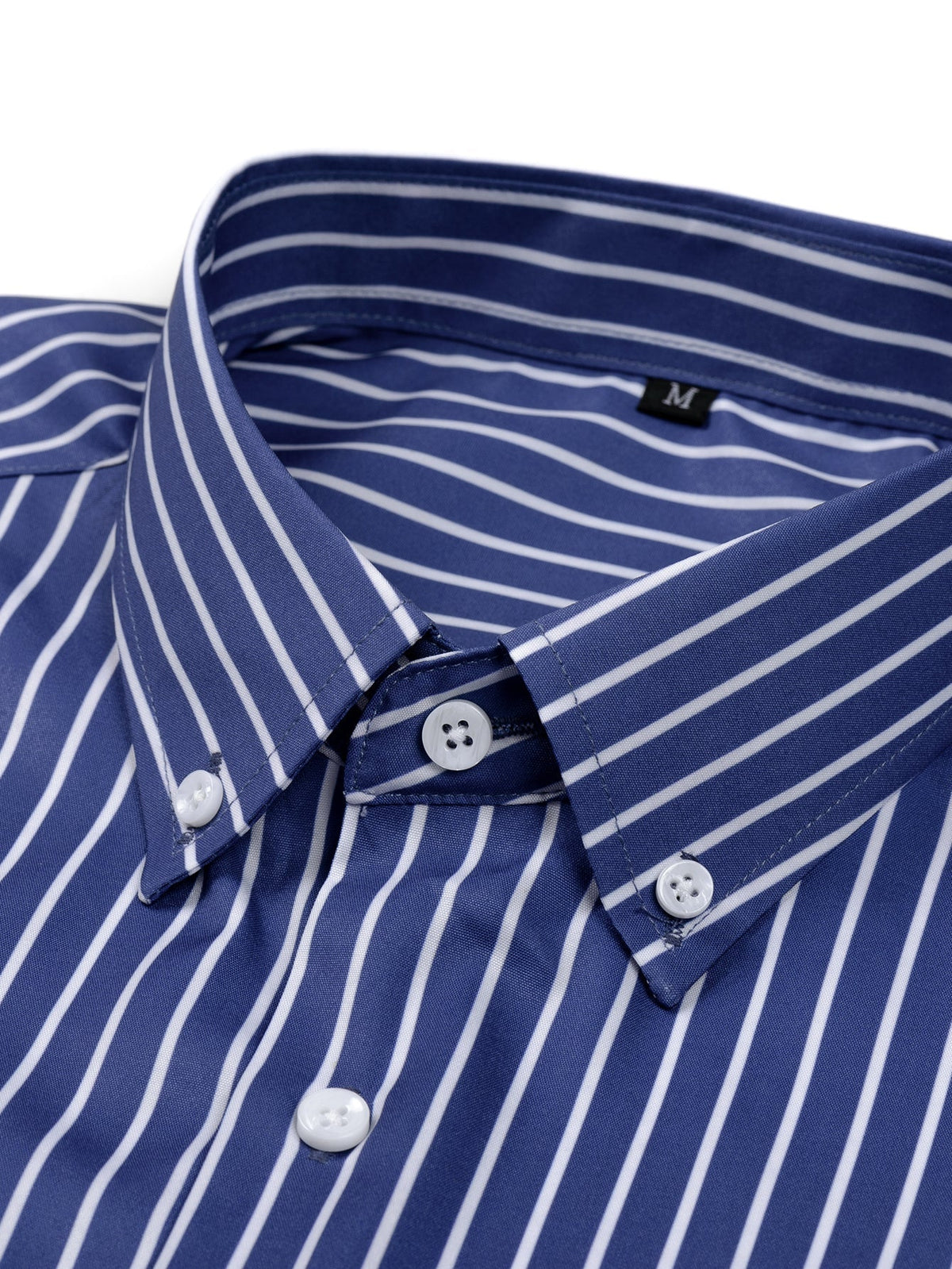 Chemise à rayures col boutonné bleu marine