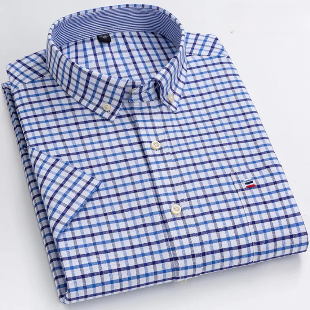 Chemise à carreaux col boutonné