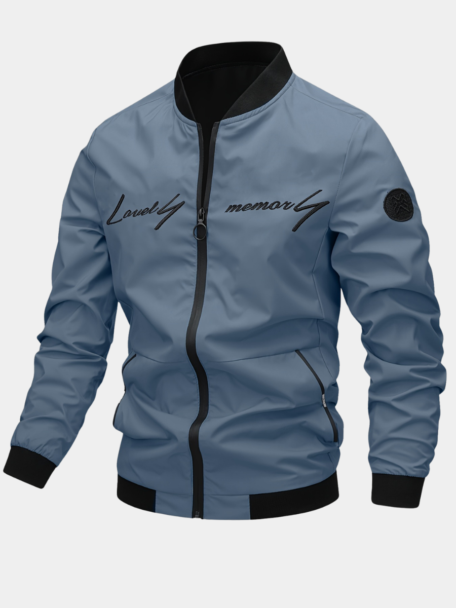 Blouson col baseball zippé brodé