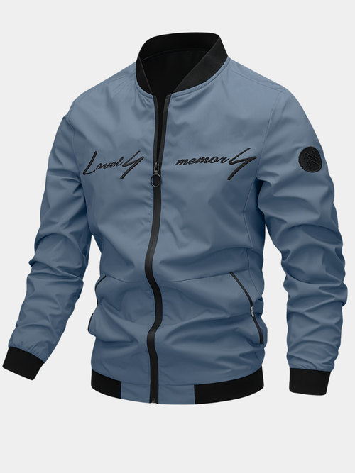 Blouson col baseball zippé brodé