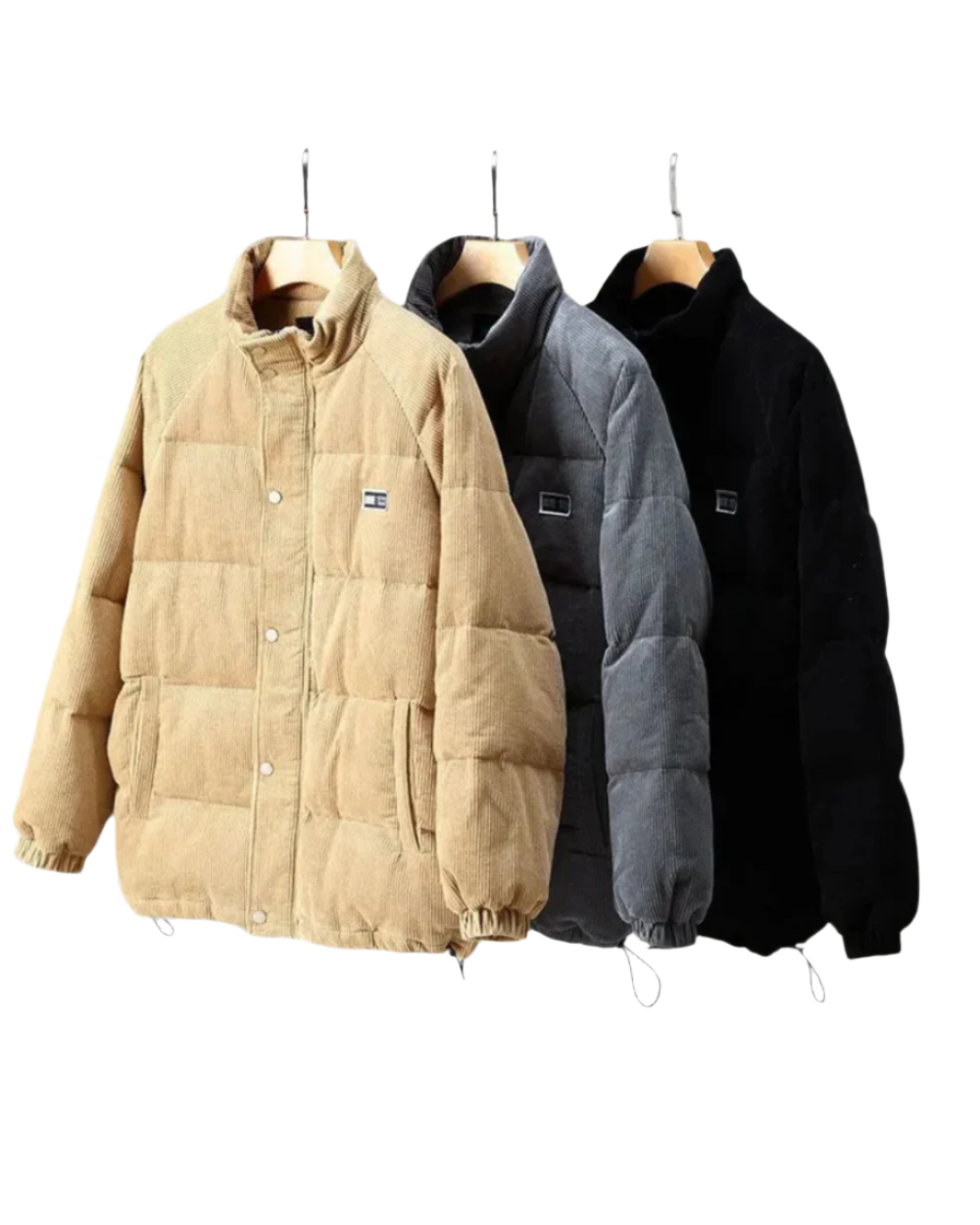 Blouson matelassé aspect velours côtelé noir