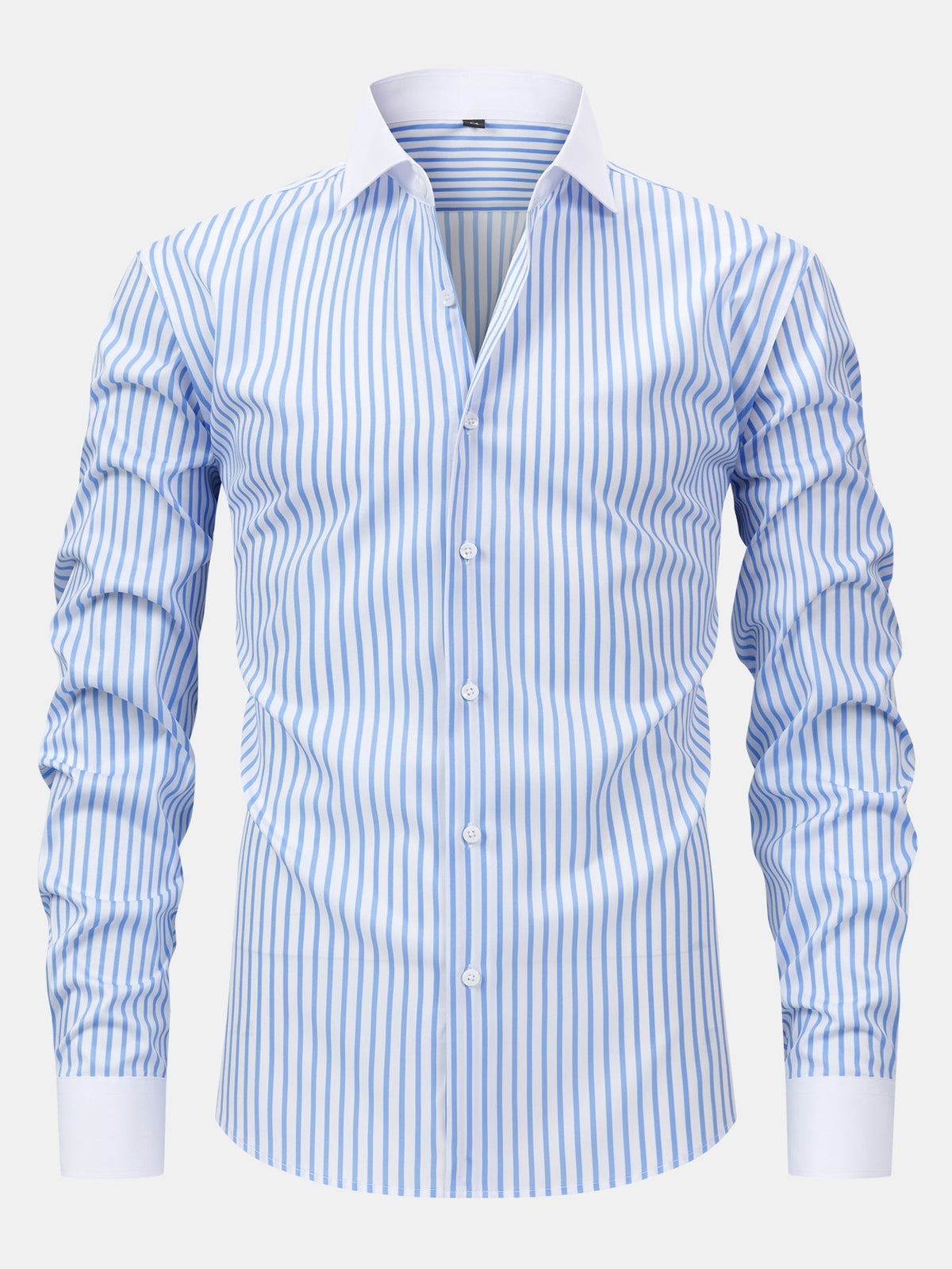 Chemise rayée col contrasté et pantalon slim